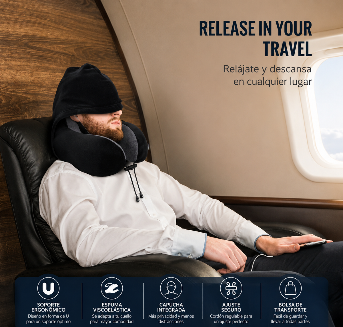 CloudHood™ – Almohada de Viaje con Capucha