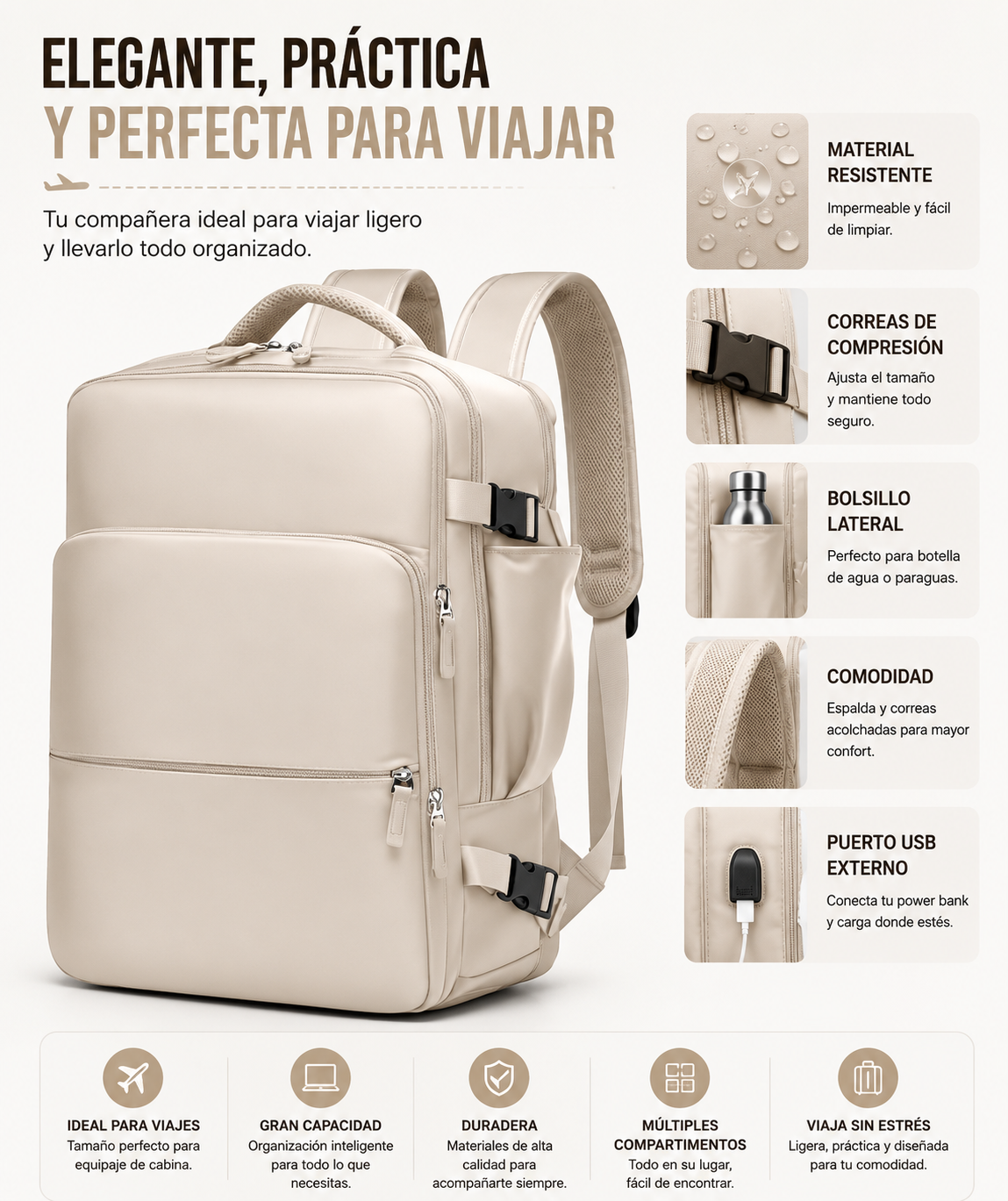 CabinMax™ – Mochila de Cabina 40×20×25 cm