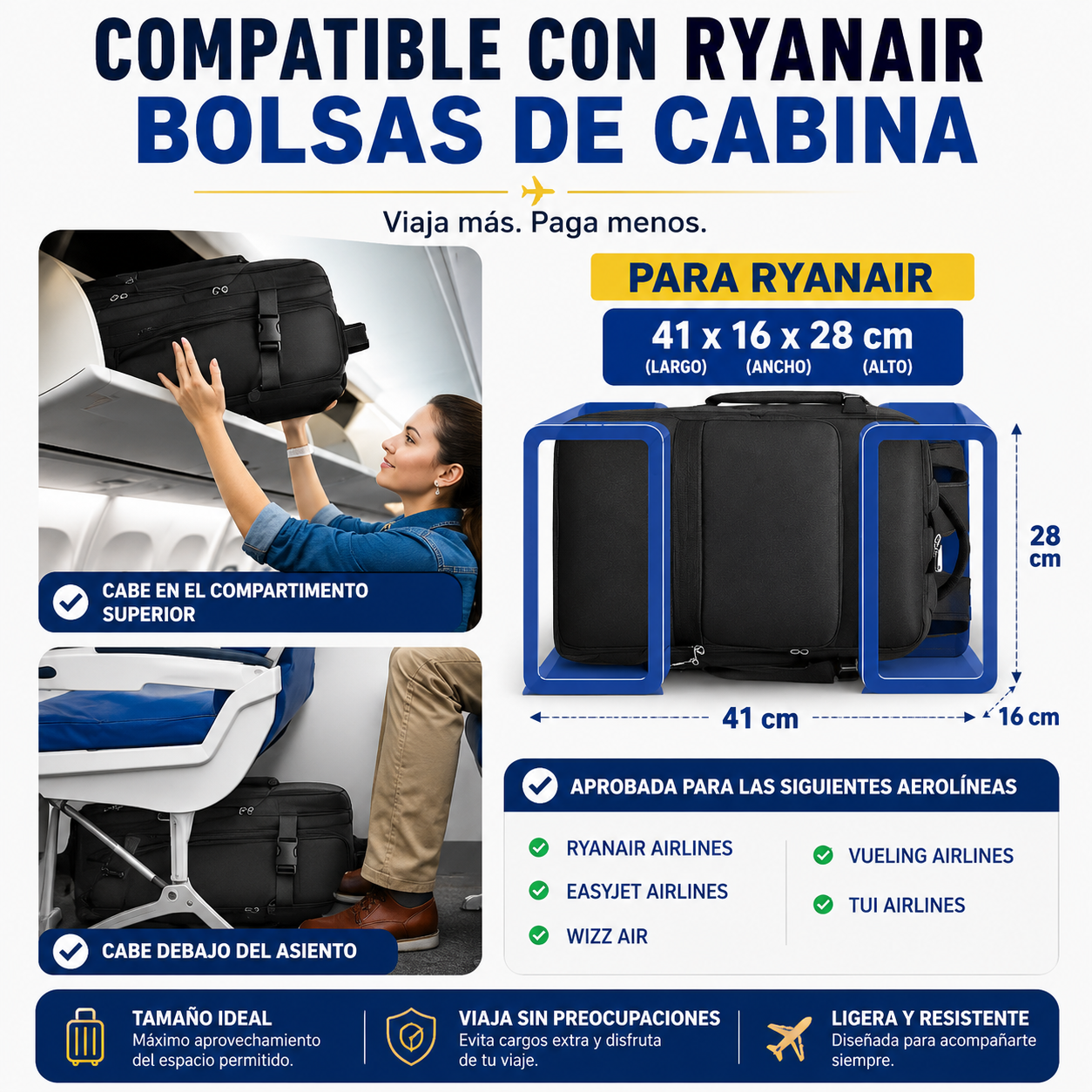 CabinMax™ – Mochila de Cabina 40×20×25 cm