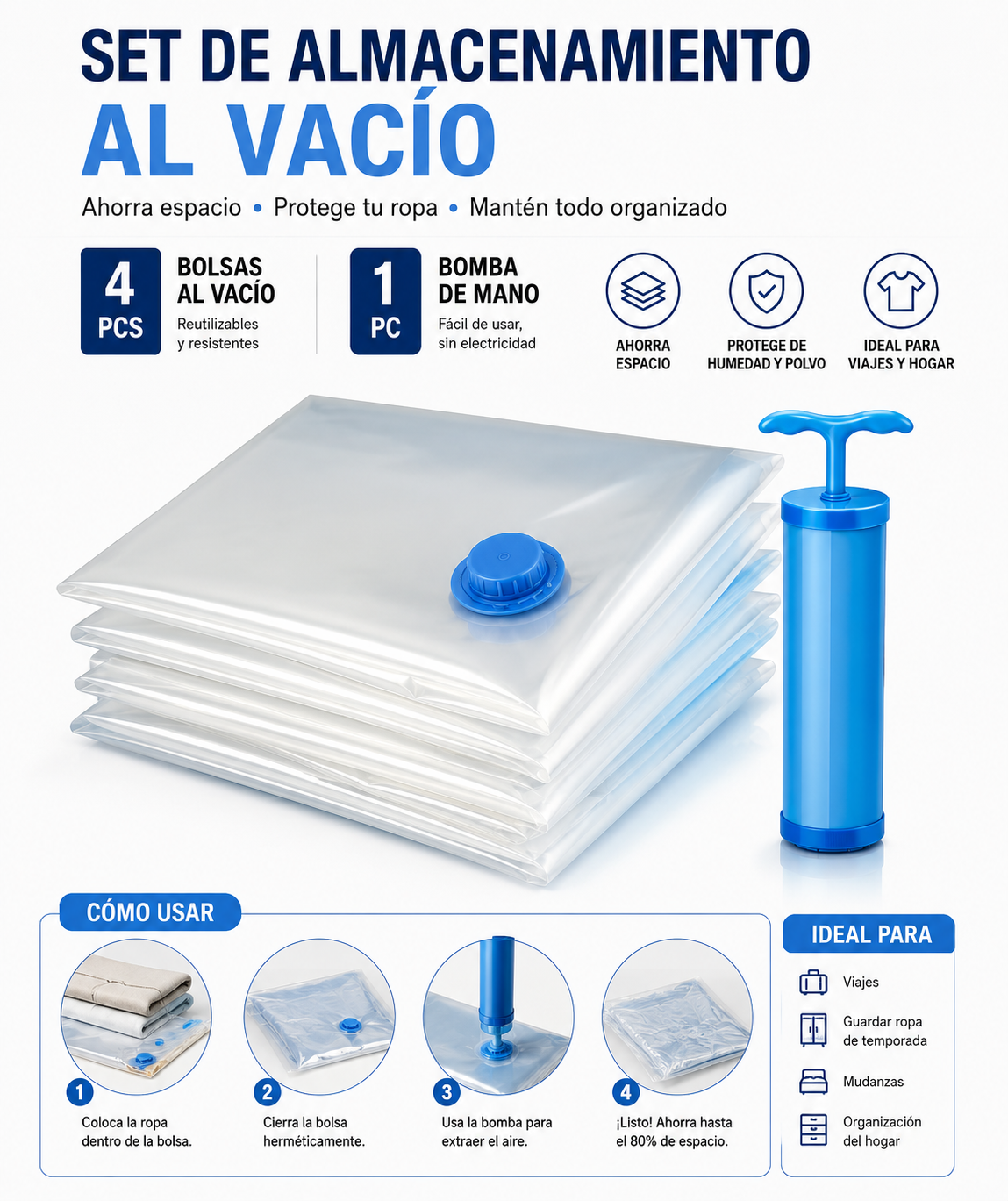 VacuumPack™ – Bolsas de Compresión al Vacío para Viaje